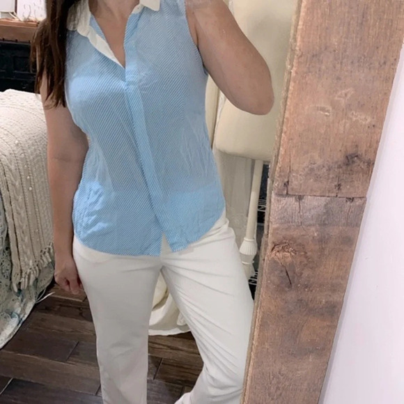 Lilly Pulitzer striped blue silk top sleeveless size medium - Picture 2 of 6